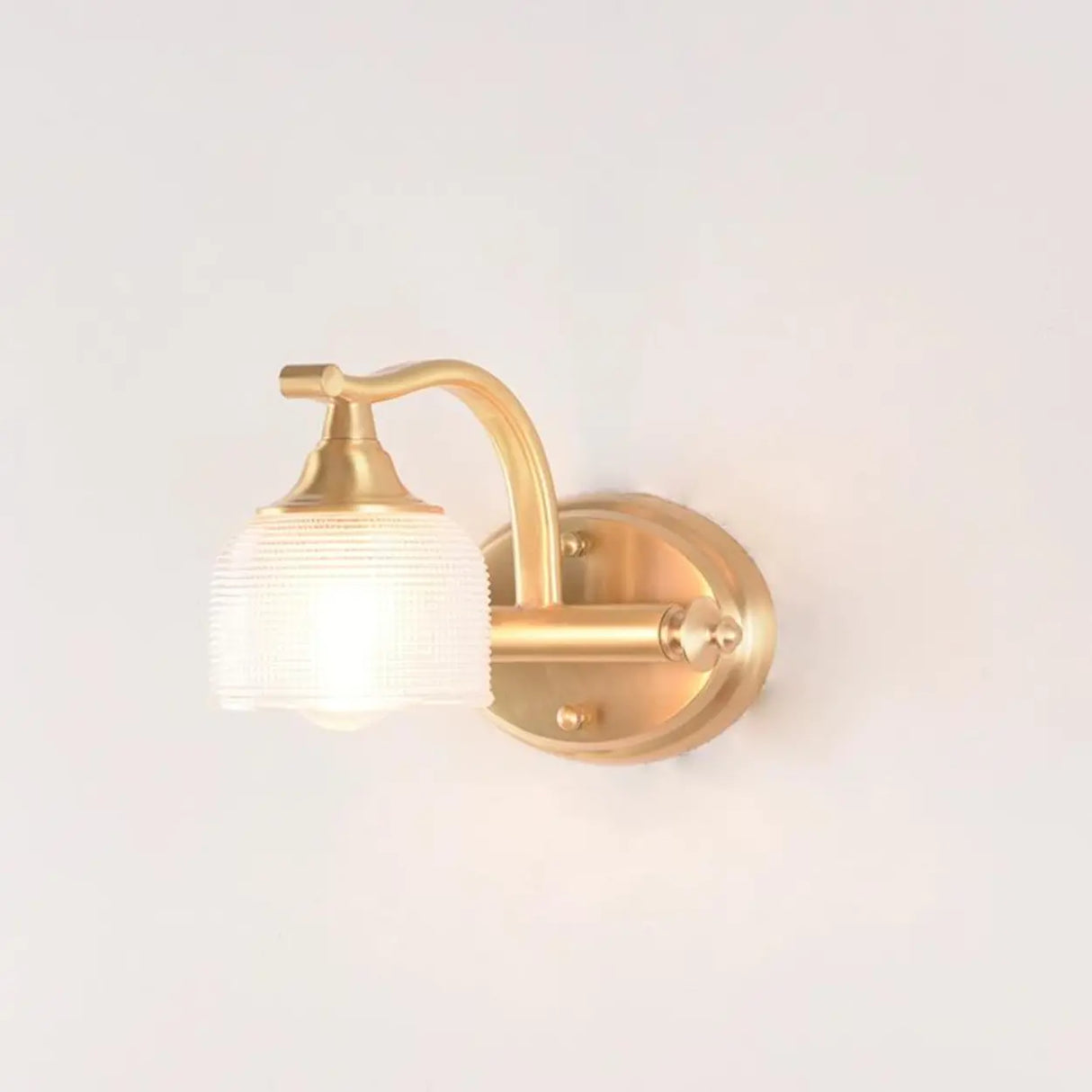 Vintage Dome Glass Shade Gold Metal LED Vanity Light Image - 4