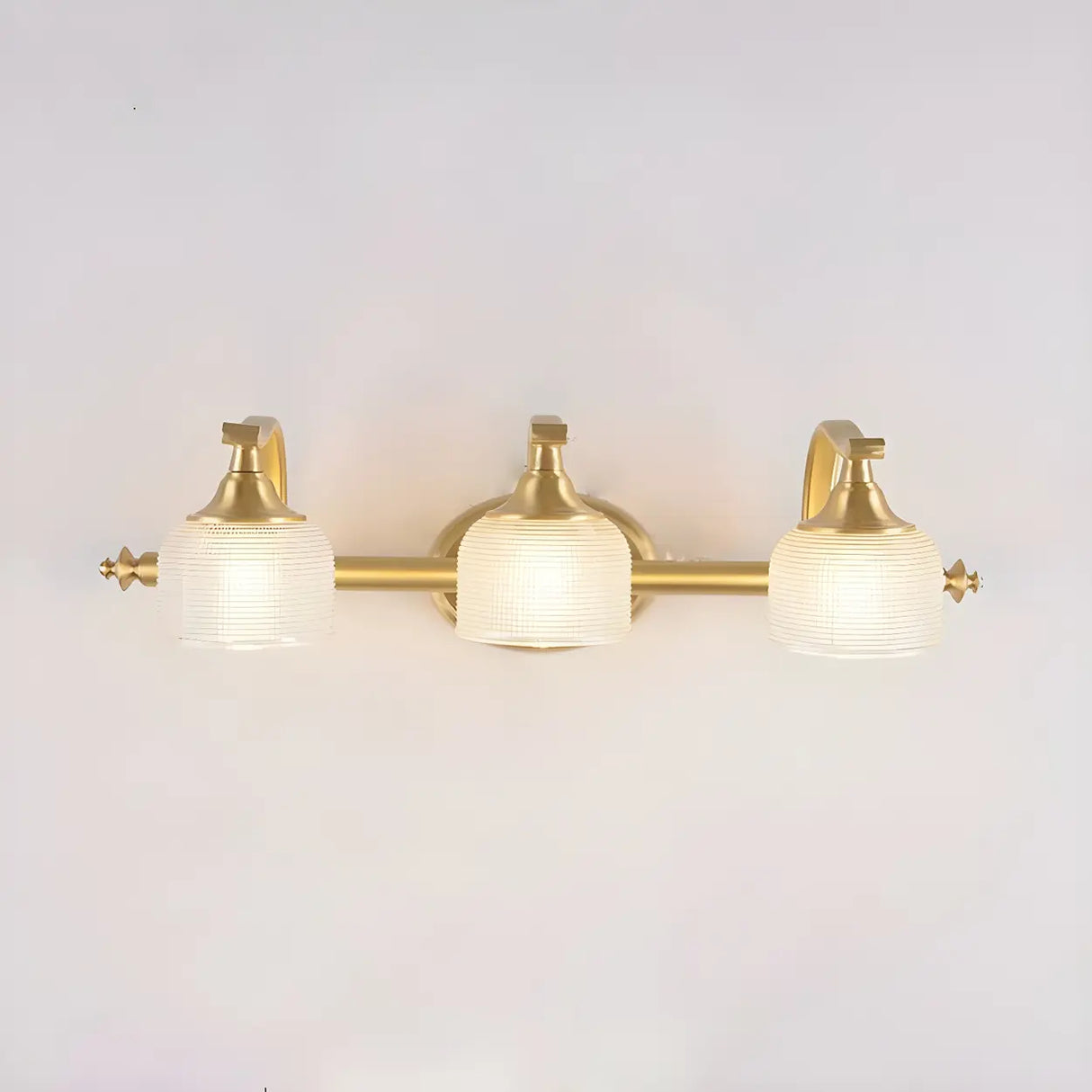 Vintage Dome Glass Shade Gold Metal LED Vanity Light Image - 5
