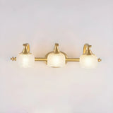 Vintage Dome Glass Shade Gold Metal LED Vanity Light Image - 5