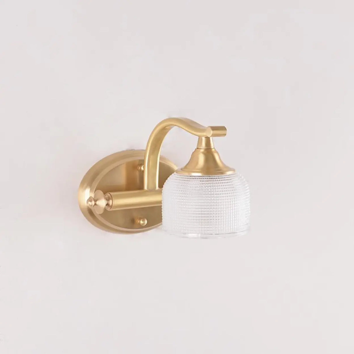 Vintage Dome Glass Shade Gold Metal LED Vanity Light Image - 6