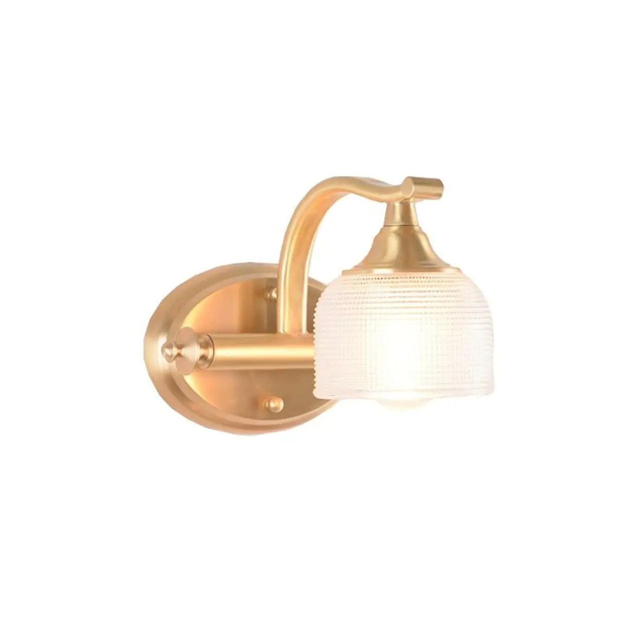 Vintage Dome Glass Shade Gold Metal LED Vanity Light Image - 7