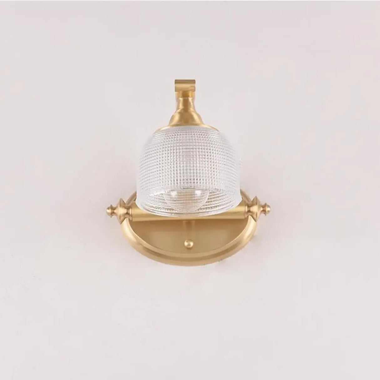 Vintage Dome Glass Shade Gold Metal LED Vanity Light Image - 8