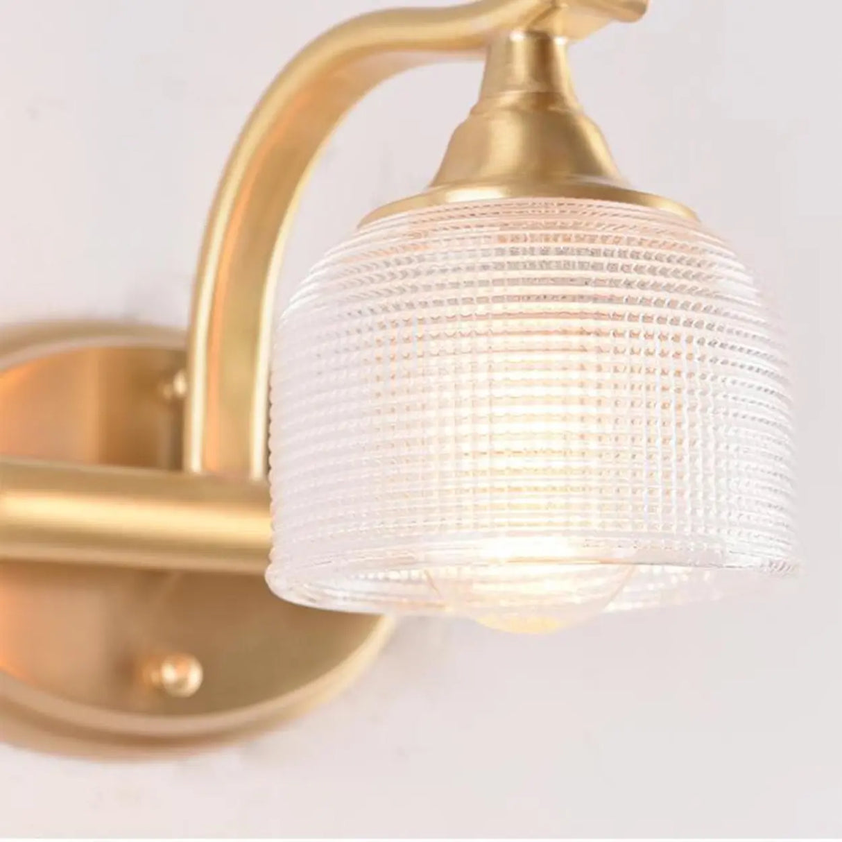 Vintage Dome Glass Shade Gold Metal LED Vanity Light Image - 9