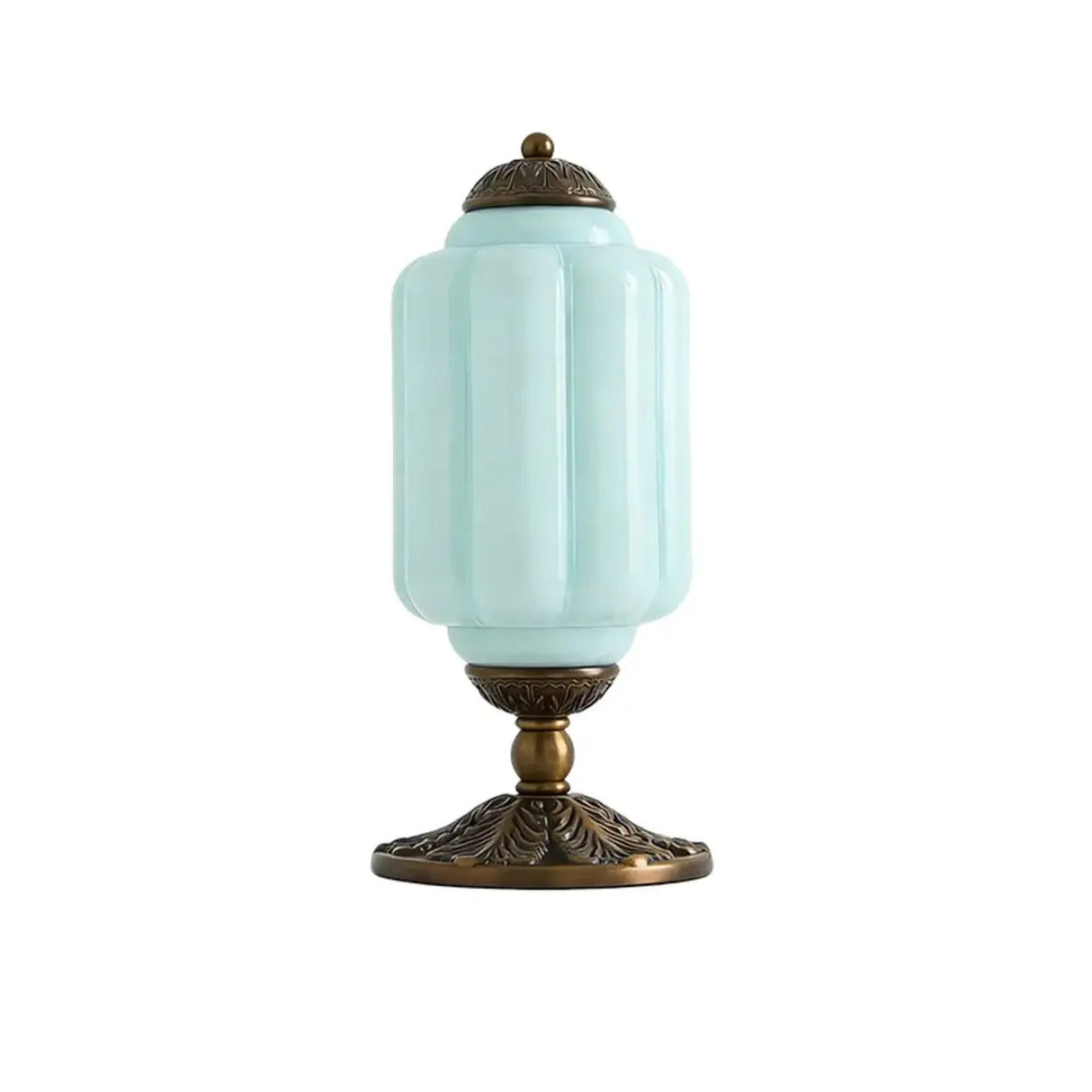 Vintage Elegant Glass Geometric Table Lamp with Brass Base Image - 14