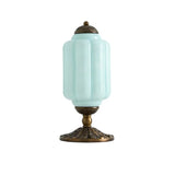 Vintage Elegant Glass Geometric Table Lamp with Brass Base Image - 14