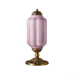 Vintage Elegant Glass Geometric Table Lamp with Brass Base Image - 15