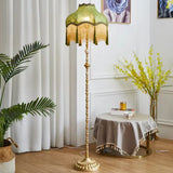 Vintage European Luxury Green Dome Gold Fringe Floor Lamp Image - 3