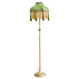 Vintage European Luxury Green Dome Gold Fringe Floor Lamp Image - 5