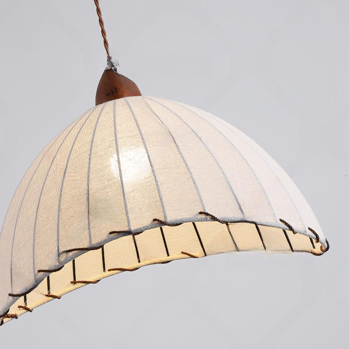 Vintage Fabric Dome Pendant Light Flexible Length Image - 10