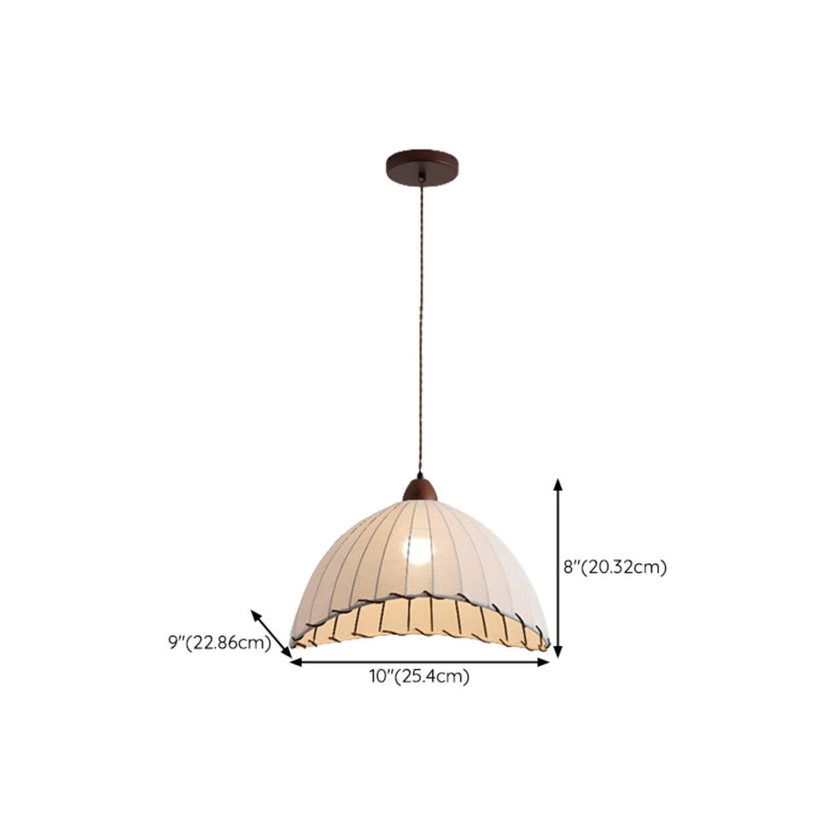 Vintage Fabric Dome Pendant Light Flexible Length 