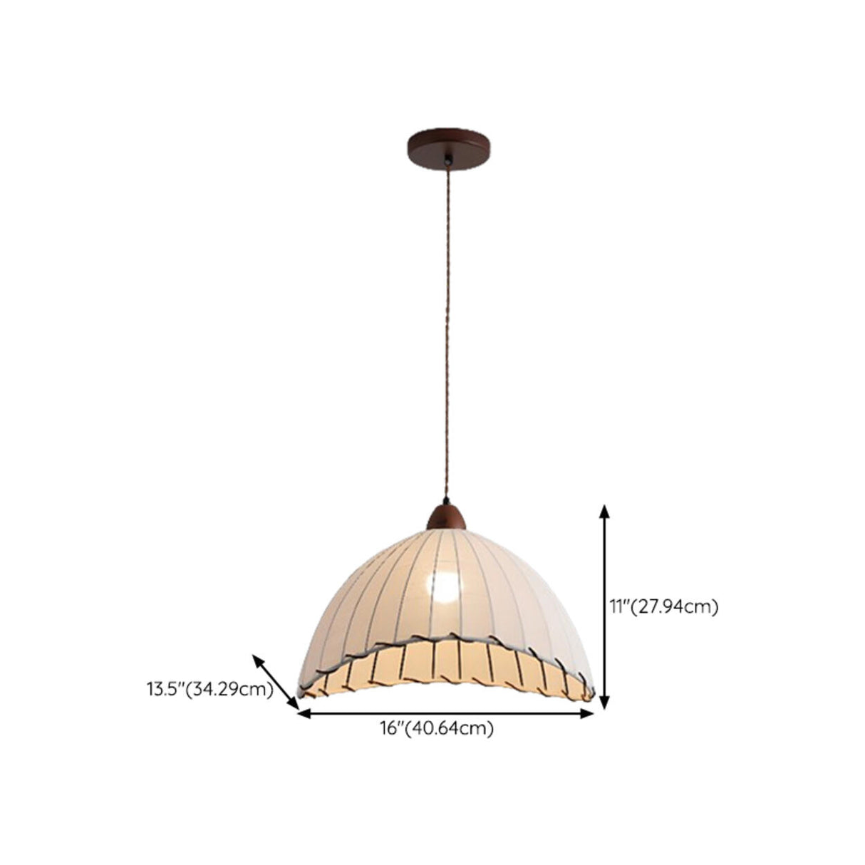 Vintage Fabric Dome Pendant Light Flexible Length Image - 12