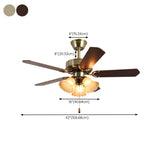 Vintage Floral 5 Blade Bronze Ceiling Fan with Light #size