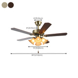 Vintage Floral 5 Blade Bronze Ceiling Fan with Light Image - 16