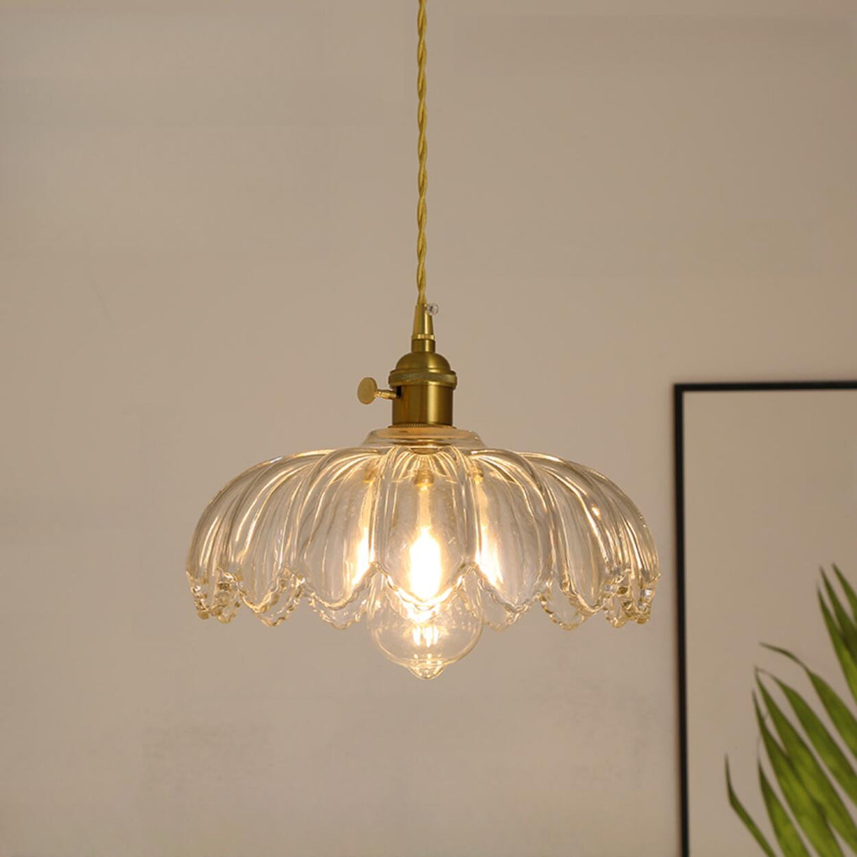 Vintage Floral Art Glass Round Pendant Light Set  Image - 12
