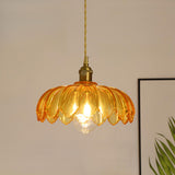 Vintage Floral Art Glass Round Pendant Light Set  Image - 13