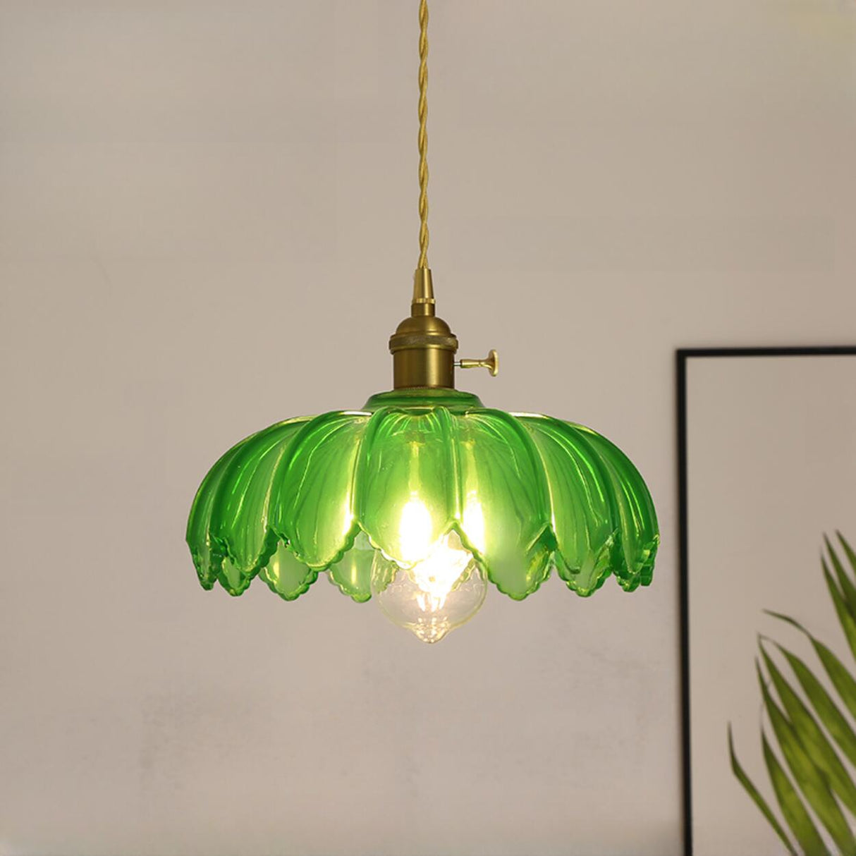 Vintage Floral Art Glass Round Pendant Light Set  Image - 14