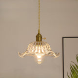 Vintage Floral Art Glass Round Pendant Light Set  Image - 15