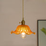 Vintage Floral Art Glass Round Pendant Light Set  Image - 16