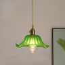 Vintage Floral Art Glass Round Pendant Light Set  Image - 17