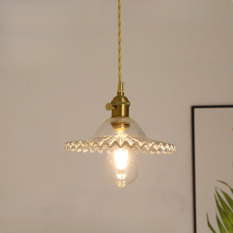 Vintage Floral Art Glass Round Pendant Light Set  Image - 2