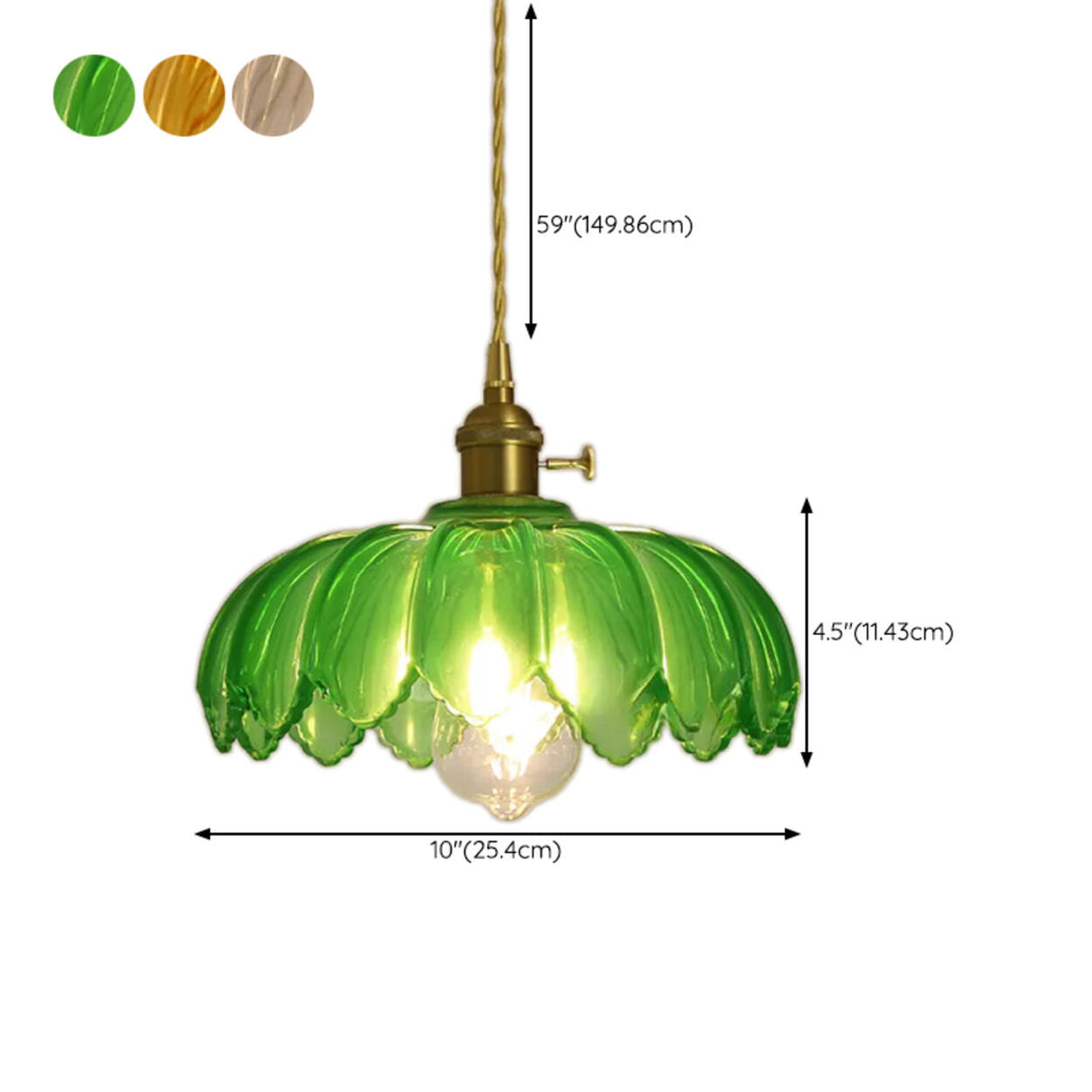 Vintage Floral Art Glass Round Pendant Light Set  Image - 20