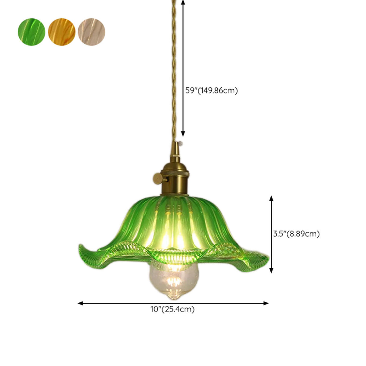 Vintage Floral Art Glass Round Pendant Light Set  Image - 21