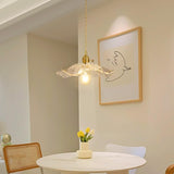 Vintage Floral Art Glass Round Pendant Light Set  Image - 4