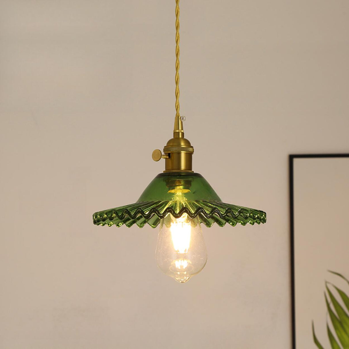 Vintage Floral Art Glass Round Pendant Light Set  Image - 6