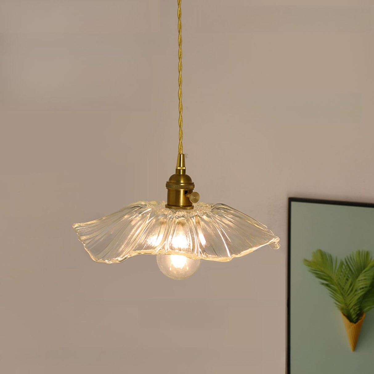 Vintage Floral Art Glass Round Pendant Light Set  Image - 7