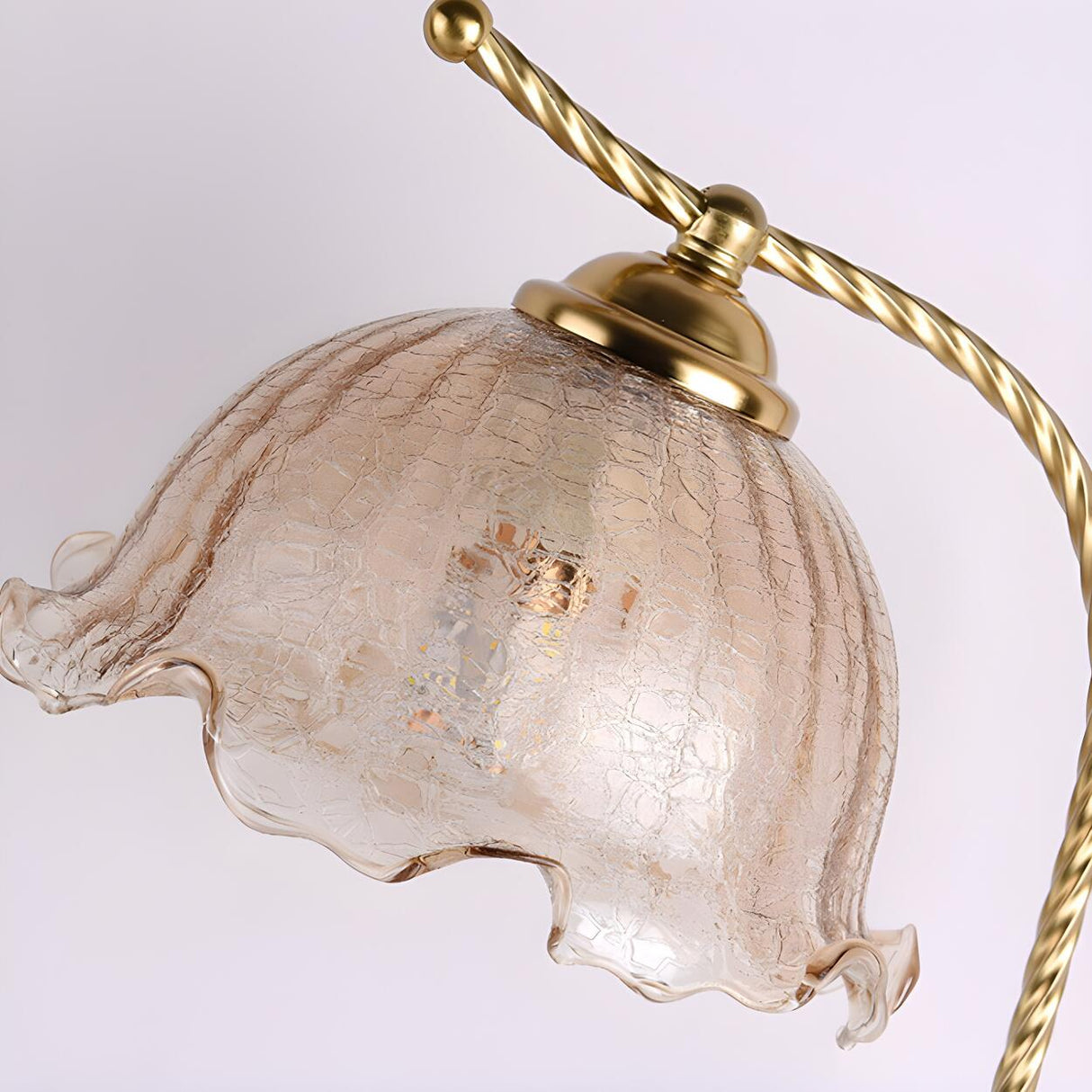 Vintage Floral Glass and Twisted Metal Floor Lamp Image - 13