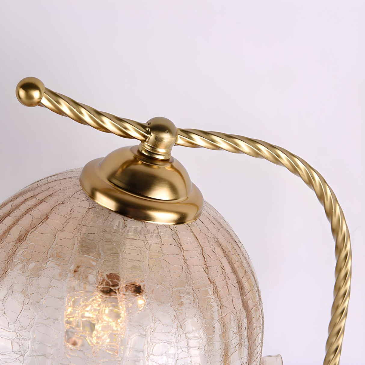 Vintage Floral Glass and Twisted Metal Floor Lamp Image - 14