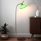 Vintage Floral Glass and Twisted Metal Floor Lamp Image - 15