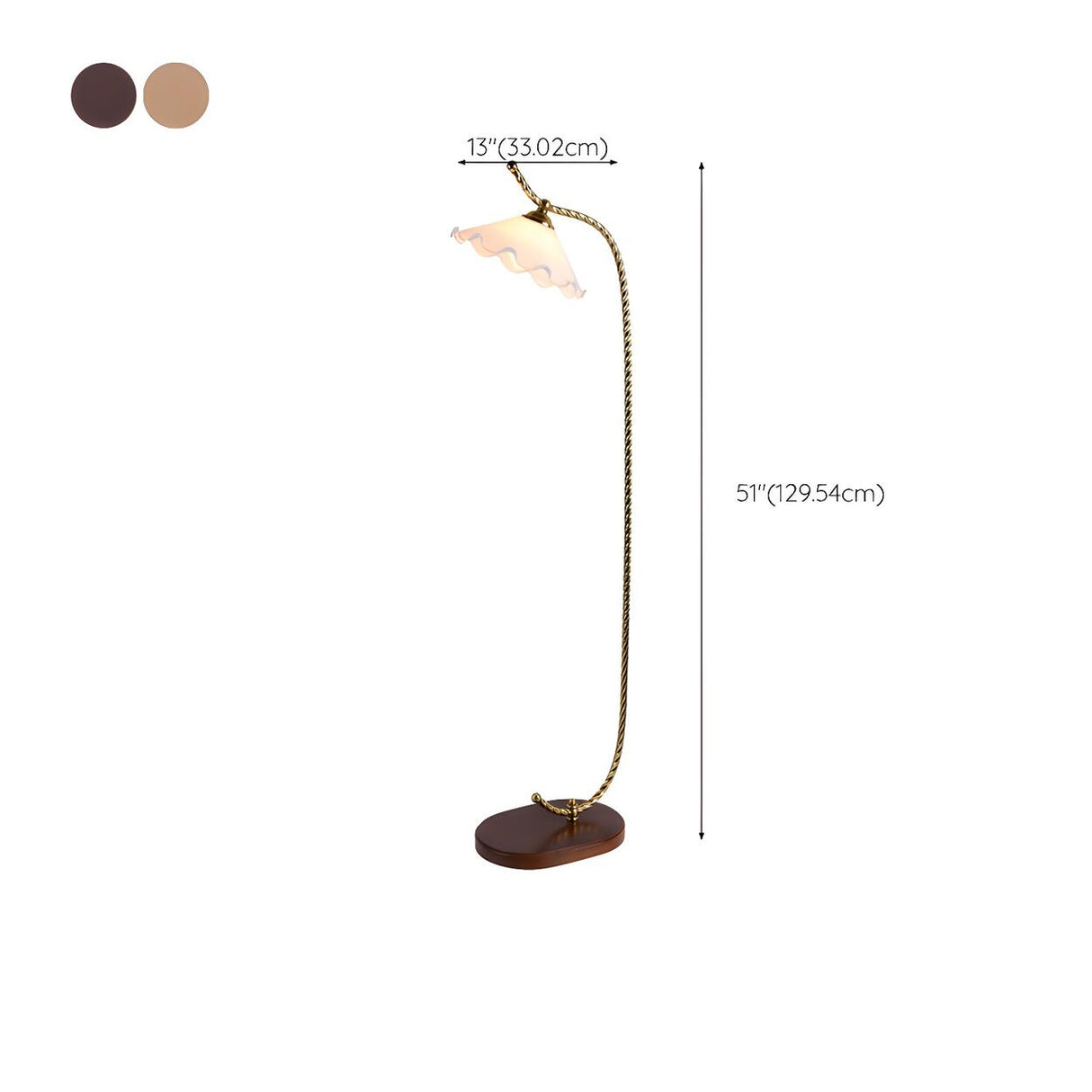 Vintage Floral Glass and Twisted Metal Floor Lamp Image - 17