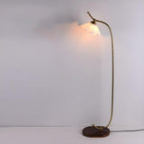 Vintage Floral Glass and Twisted Metal Floor Lamp Image - 8