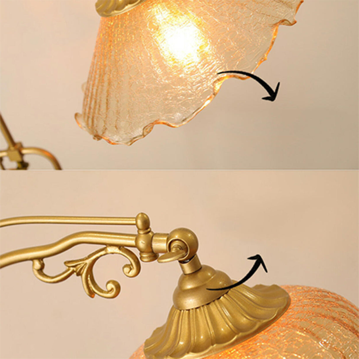 Vintage Floral Glass Brown Wooden LED Floor Light Image - 10