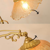 Vintage Floral Glass Brown Wooden LED Floor Light Image - 10