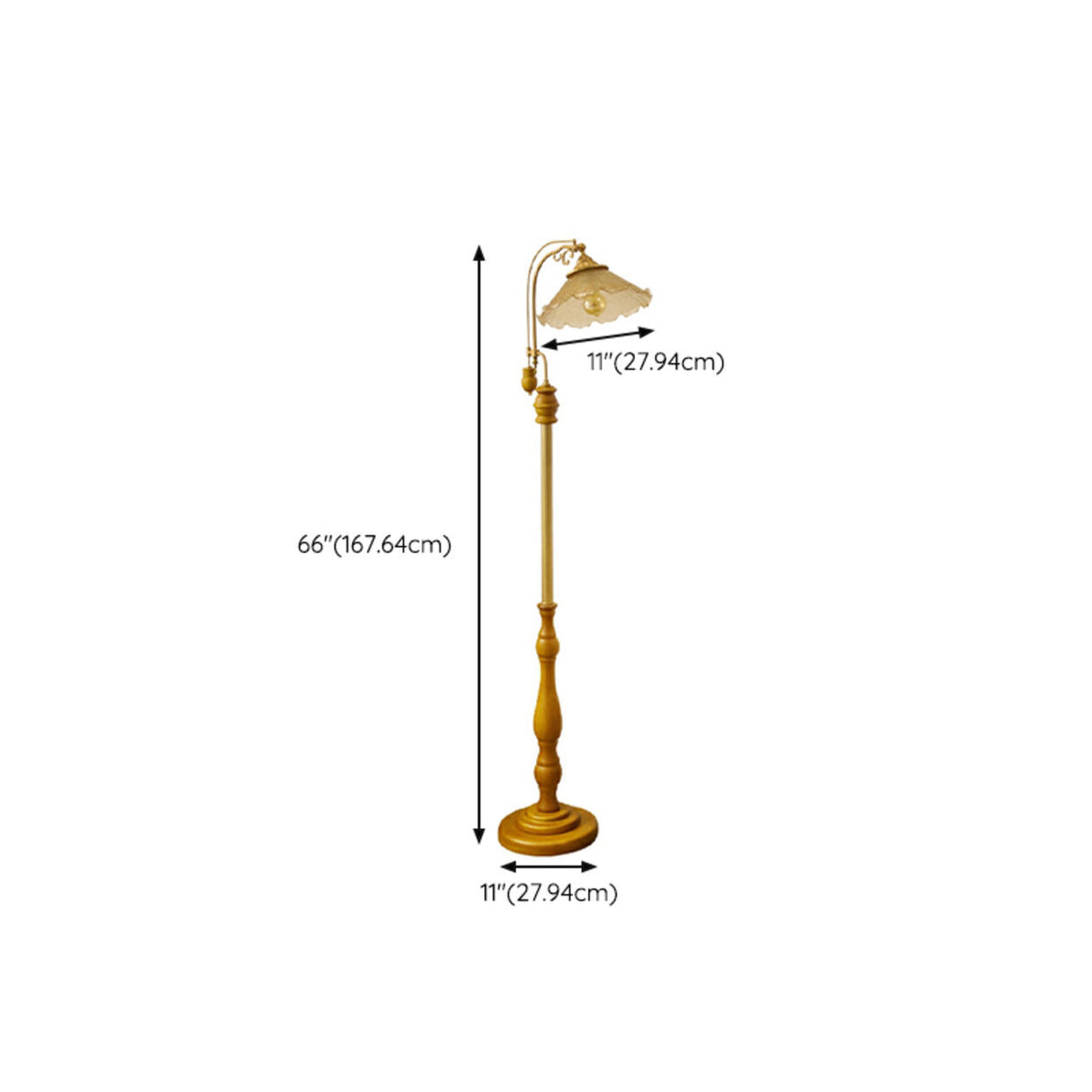 Vintage Floral Glass Brown Wooden LED Floor Light 