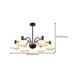 Vintage Floral Glass Living Room 8-Light Black Chandelier Image - 15