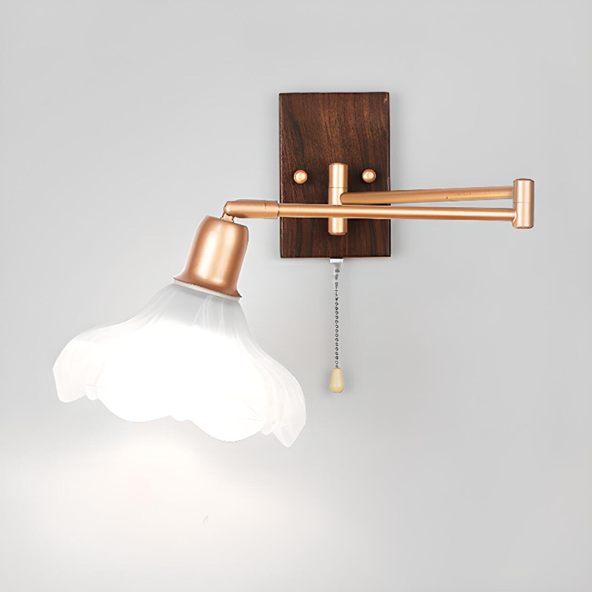 Vintage Floral Glass Swing Arm Wall Sconce Image - 5