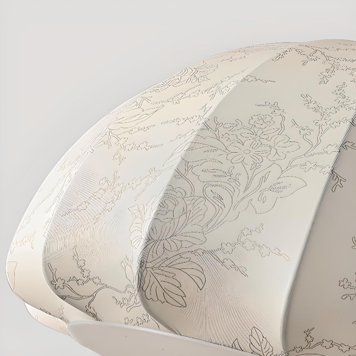Vintage Floral Pattern Fabric Dome Pendant Light Image - 10