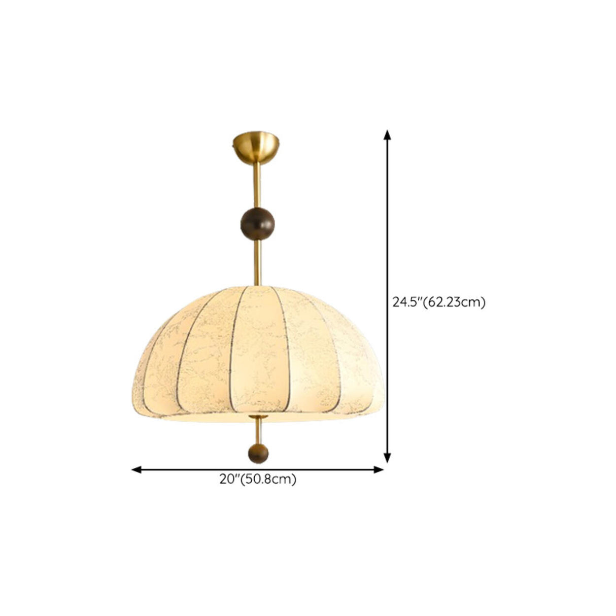 Vintage Floral Pattern Fabric Dome Pendant Light Image - 13