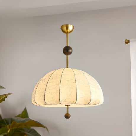 Vintage Floral Pattern Fabric Dome Pendant Light Image - 2