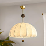 Vintage Floral Pattern Fabric Dome Pendant Light Image - 5