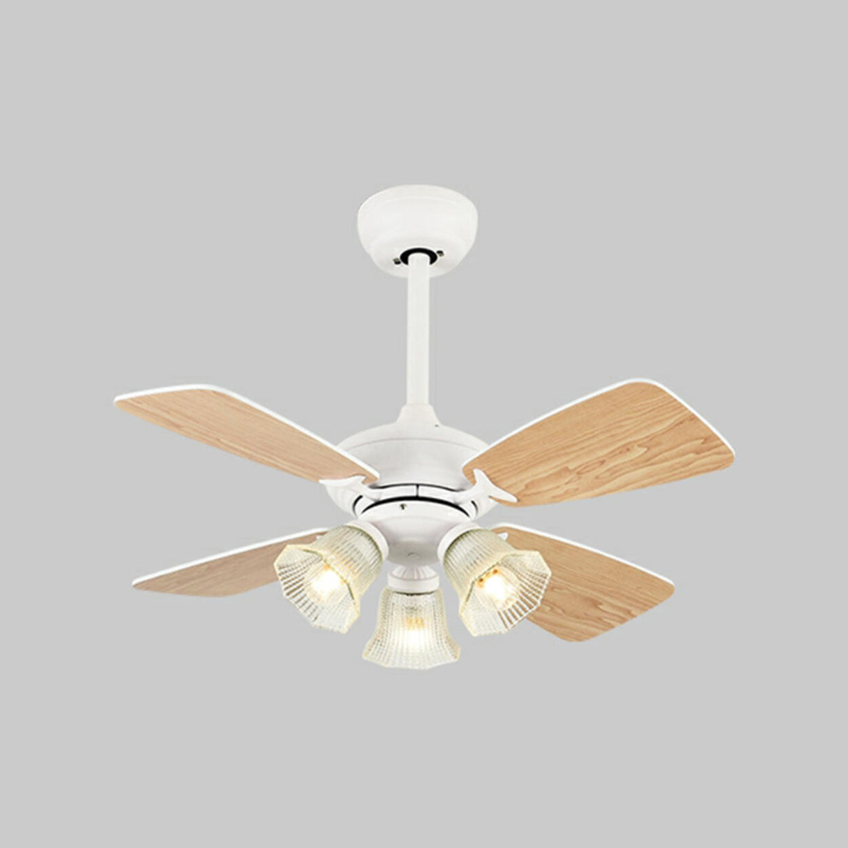 Vintage Floral Shade 4 Wood Blade Chandelier Fan Light Image - 11