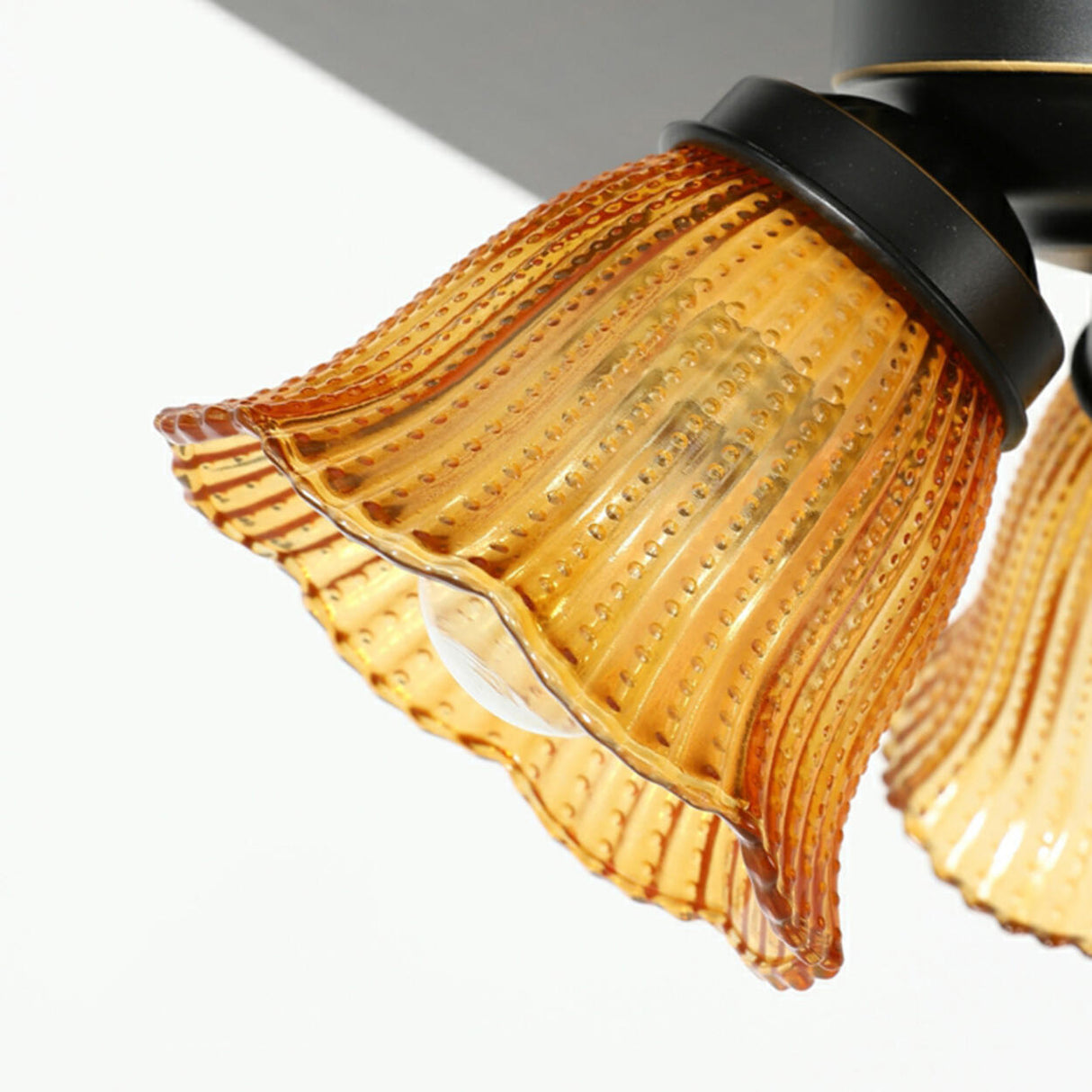 Vintage Floral Shade 4 Wood Blade Chandelier Fan Light Image - 14