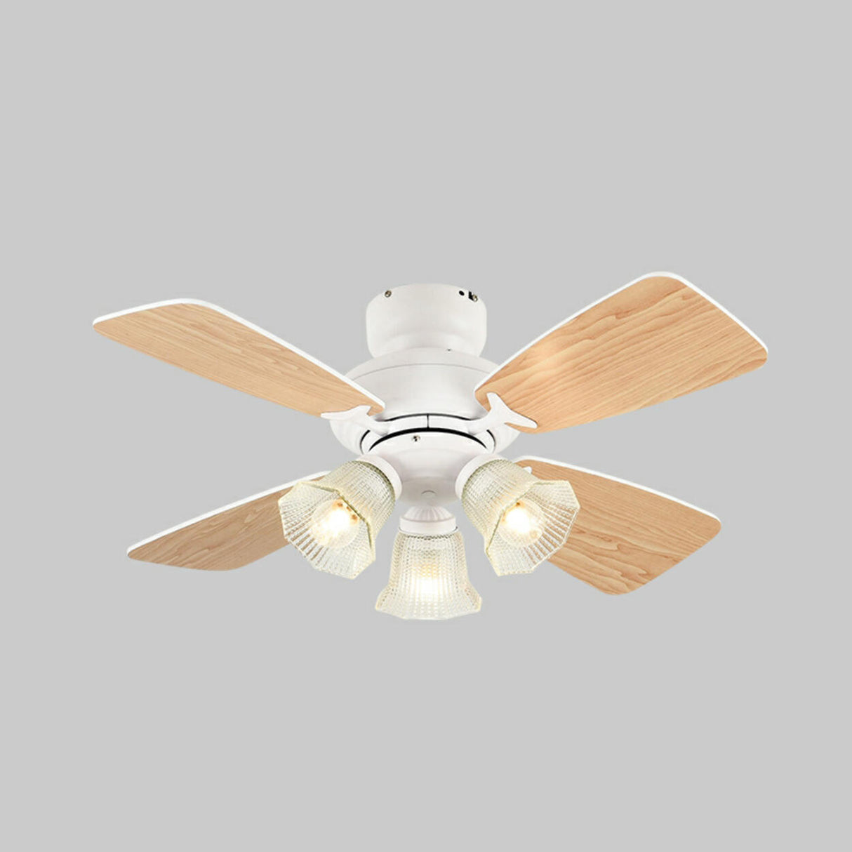Vintage Floral Shade 4 Wood Blade Chandelier Fan Light Image - 15