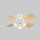 Vintage Floral Shade 4 Wood Blade Chandelier Fan Light Image - 15