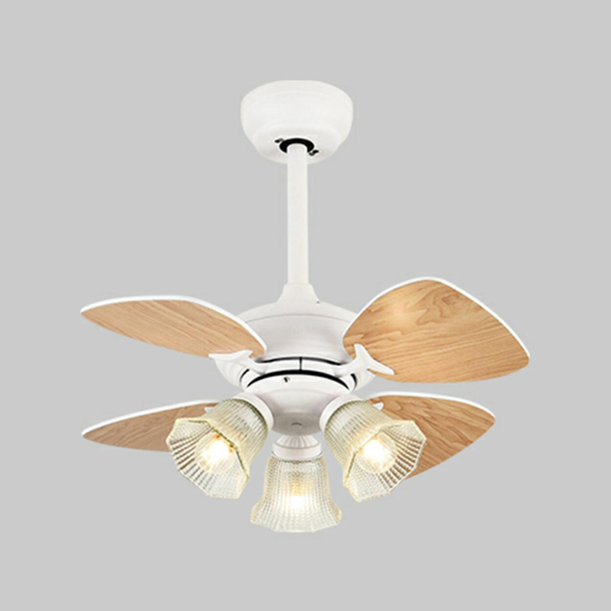Vintage Floral Shade 4 Wood Blade Chandelier Fan Light Image - 19