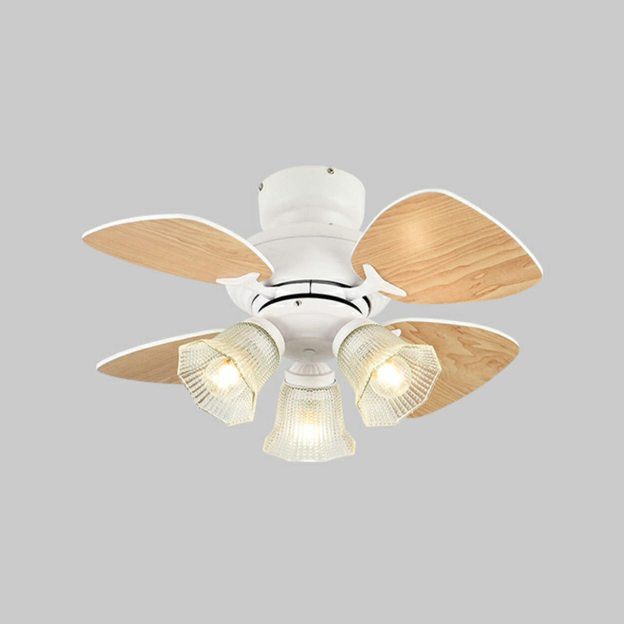 Vintage Floral Shade 4 Wood Blade Chandelier Fan Light Image - 21