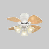 Vintage Floral Shade 4 Wood Blade Chandelier Fan Light Image - 21